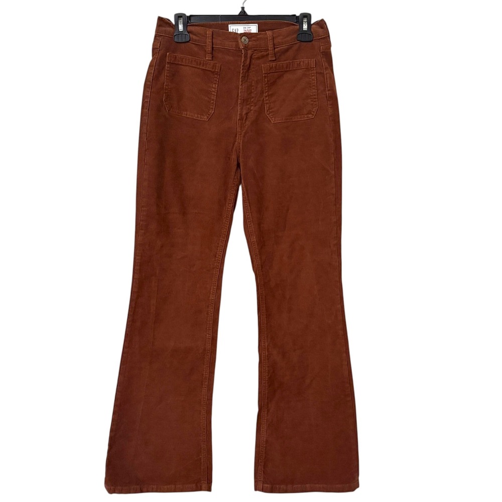 GAP Womens 28/6R 70s Flare High Rise Corduroy Pants Brown Boho Hippie Granola
